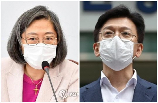 이수정(왼쪽) 국민의힘 중앙선대위 공동선거대책위원장과 현근택 변호사. 연합뉴스